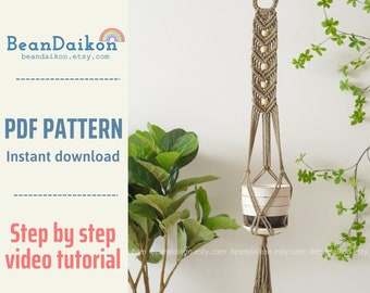 Macrame Patroon, Macrame Plantenhouder, Boho Decor, Diy Patroon, Hangende Plantenbak, Beginnersambachten, Gemakkelijk Macrame Patroon, Plantenhanger P34