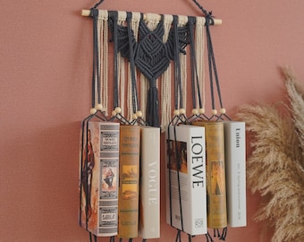 Macrame Bat Bookshelf, Custom Gifts, Unique Bookshelf, Living Room Decor, Gifts For Witches, Home Decor Wall Art Boho, Gift For Her H19