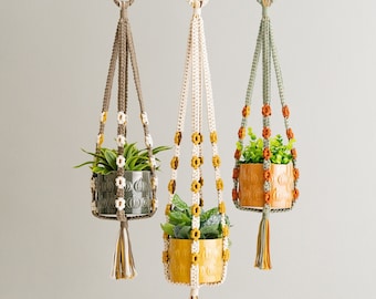 Macrame Plant Hanger, minimalistisch decor, moderne plantenhanger, kwastplanter, plantengreep hangend, plantenbakhanger, nieuw huiscadeau I47