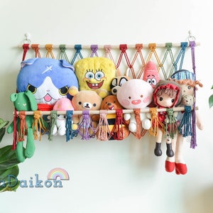 Colorful Macrame Toy Hammock, Stuff Animal Hammock, Kids Room Storage Toy Holder, Toy Hanging Storage, Nursery Decor, Kids Birthday Gift H21