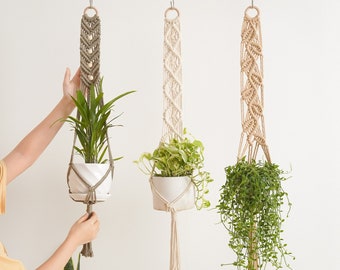 Appendino per piante in macramè, porta piante boho, appendino per piante da soffitto, macramè moderno, appendino per piante da interno, appendino per piante in macramè, regalo per mamma di piante H13