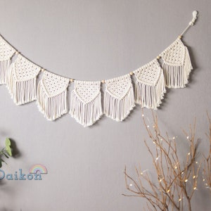 Aangepaste Macrame Garland, Kids Room Decor, Macrame Vlag, Baby Shower Gift, Boho Nursery Wall Decor, Macrame Wall Hanging, Macrame Banner H33