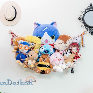 Macrame Wall Toy Hammock, Plushie Hammock, Boho Room Storage, Kids Toy Organizer, Baby Shower Gift, Boho Nursery Decor, Squishmallow Net H25