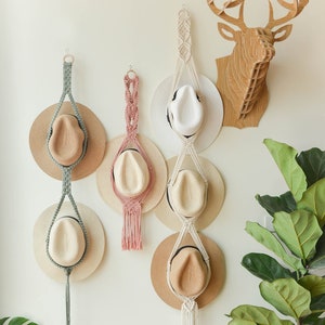 Macrame Hat Holder, Boho Hat Hanger, Hat Rack, Hat Storage, Hat Display, Hat Display, Farmhouse, Gift For Her, Christmas Gift H01