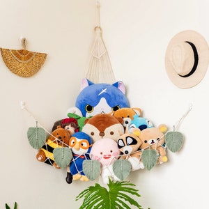 Green Leaves Toy Hammock, Squishmallow Storage, Kid Room Storage Net, Stuffed Animal Hammock, Gifts For Baby Girl, Soft Toy Hanger H23