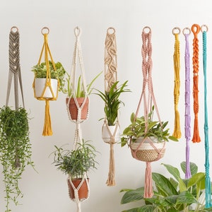 Macrame Plant Hanger, Handmade Plant Hanger, Hanging Planter, Garden Gift For Women, Outdoor And Gardening Decor, Boho Minimalist Decor H13 image 1