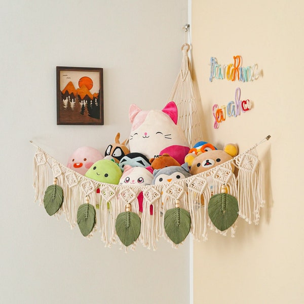 Toy Hammock Macrame, Kids Hammock, Handmade Macrame, Baby Girl Gift, Stuffed Animal, Stuffed Toy Hammock, Kids Bedroom Decor I24