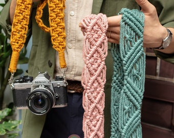 Personalized Camera Strap, Macrame Bag Strap, Boho Camera Strap, Vintage Camera Strap For DSLR, Camera Lover Gifts For Him, Unique Gift H29