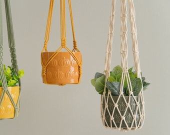 Plant Hanger Indoor, Large Pot Holder, No Fringe Plant Hanging, Pothos Plant Hanger, Herb Garden Pot Hanging, String Plant Holder I15