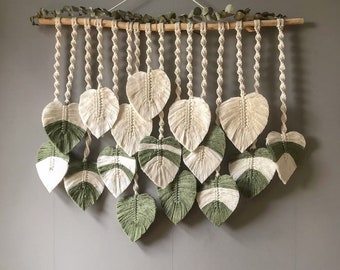 Large Macrame Leaves Wall Hanging, Boho Wall Decor, Macrame Headboard, Fall Decor, Leaf Decor, Unique Wall Decor, Boho Living Room L07