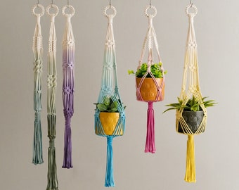 Dip Dye Plant Hanger, Colorful Pot Hanger, Macrame Pot Hanger, Macrame Plant Hanger, Ombré Macrame, Hanging Planter, Gift For The Home I32