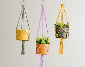 Tassel Plant Hanger, Farmhouse Decor, Housewarming Gift, Macrame Pot Stand, Indoor Garden, Scandinavian Modern, Balcony Decoration I63