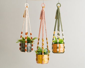 Macrame Plant Hanger, Eco Friendly Gifts, No Tail Plant Holder, Wall Planter Indoor, Simple Plant Hanger, Plant Holders, Plant Holder I46