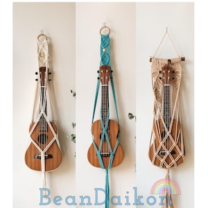 Cabide de ukulele, suspensão de parede boho, suporte de ukulele, decoração de parede moderna, decoração de instrumento musical, cabide de instrumento, presentes de feriado exclusivos H03