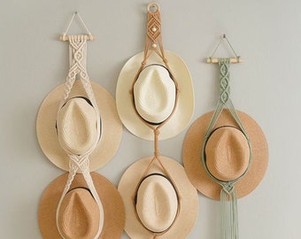 Macrame Hat Display, Minimal Hat Hanger, Cap Storage, Macramé Wall Art, Macrame Cap Holder, Boho Hat Hanger, Gift For Her I05