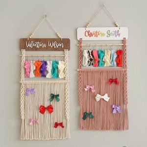 Macrame Hair Bow Holder, Hair Bow Organizer