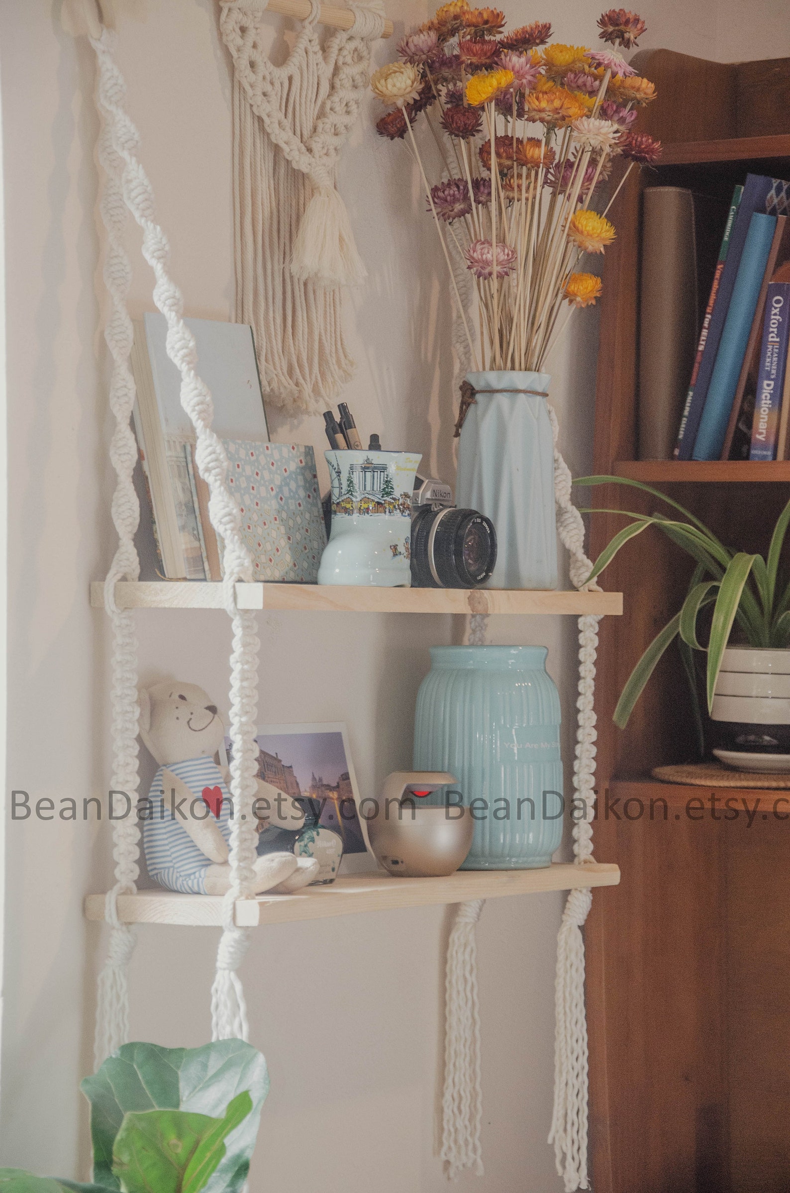 Boho Macrame Shelf Floating Boho Wall Shelf Bathroom Shelf Etsy