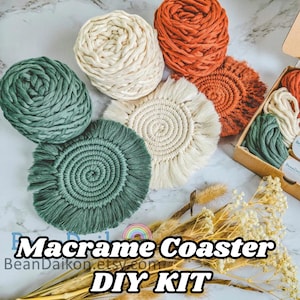 Macrame Coaster Kit, Diy Macrame Kit, Adult Craft Kit, Craft Kit For Adult, DIY Kit for Adult, DIY , Easy Craft Kit, Diy Macrame Kit K02 image 1