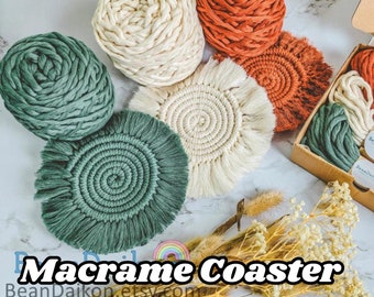 Macrame Coaster Kit, Diy Macrame Kit, Adult Craft Kit, Craft Kit For Adult, DIY Kit for Adult, DIY , Easy Craft Kit, Diy Macrame Kit K02