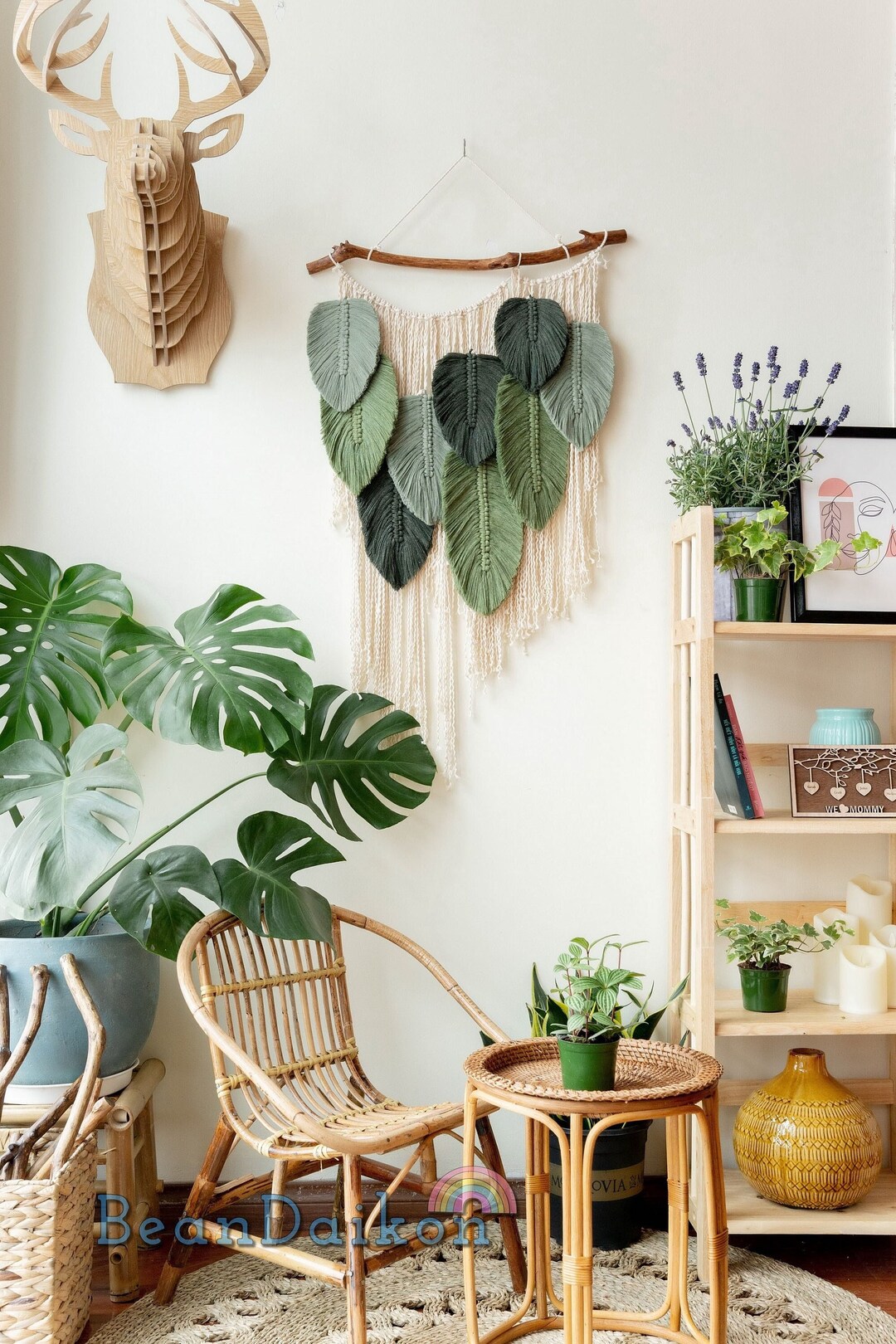 VOSAREA Green Leaves Decor 9pcs Artificial Flowers Real Touch Decorative Fa Vosarea Natural-Looking Artificial Hedge Plant Wall Panel for