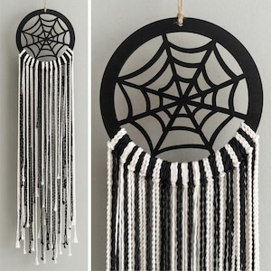 Halloween Macrame Spiderweb Hanging - Boho Ghost Wall Decor for Entryway or Living Room U15
