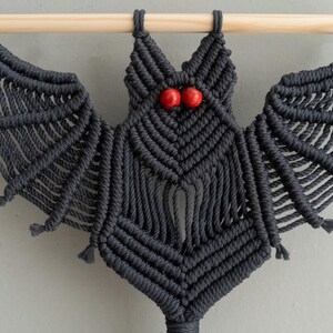Macrame Gothic Bat, Dark Wall Art, Bat Ornaments, Macrame Gift, Gothic Decoration, Goth Aesthetic, Boho Bedroom, Bat Decorations V12 image 7