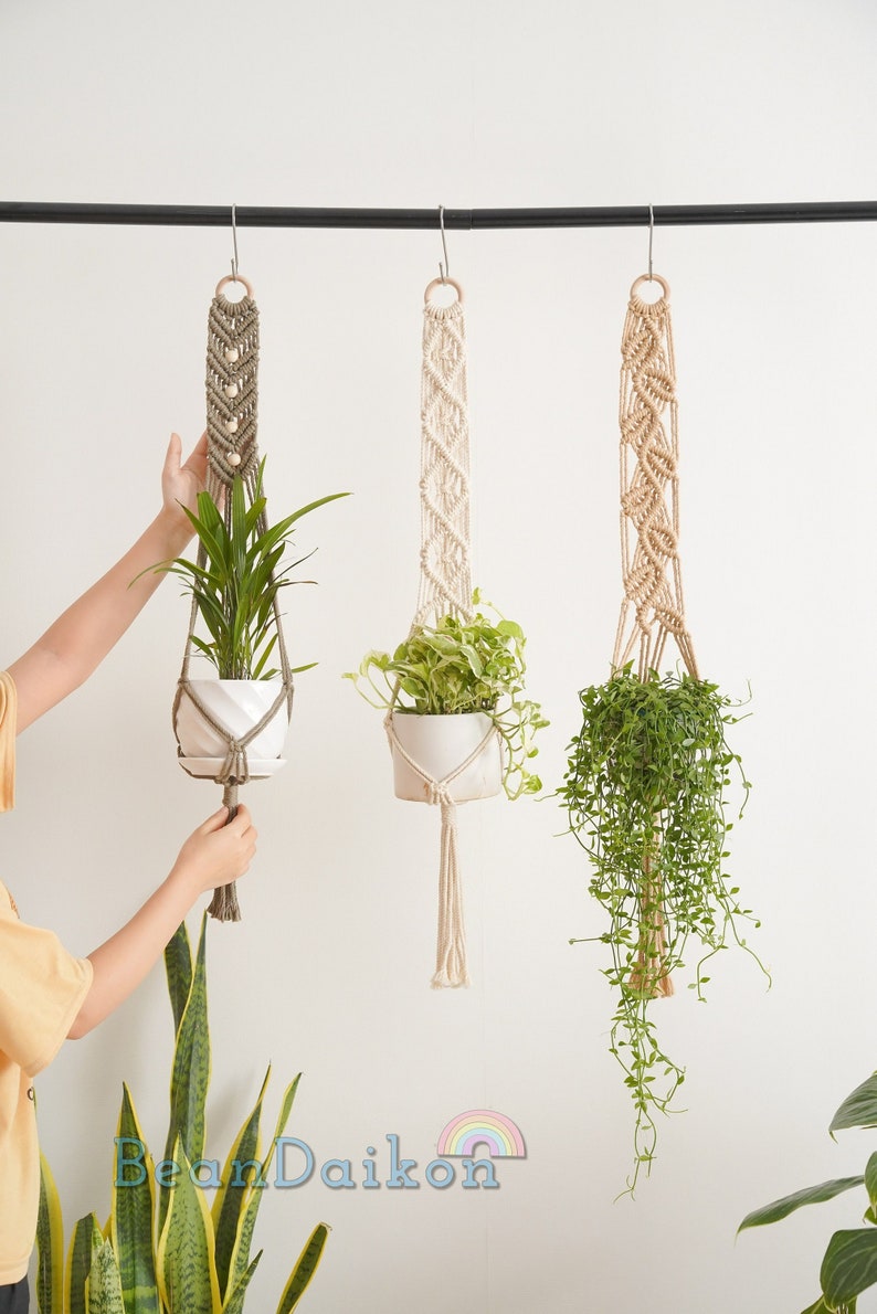 Macrame Plant Hanger, Boho Plant Holder, Ceiling Plant Hanger, Modern Macrame, Plant Hanger Indoor, Plant Hanger Macrame, Plant Mom Gift H13 image 1