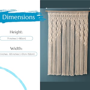 Macrame Curtain, Woodland Decor, Tapestry Curtain, Macrame Mural, Oversized Wall Art, Realtor Closing Gift, Door Valance, New Home Gift C01 image 3