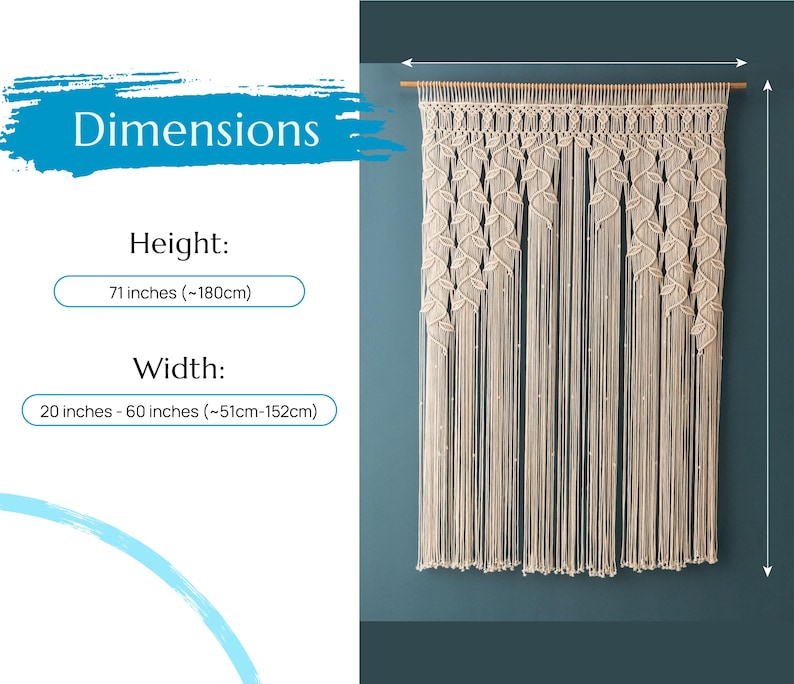 Macrame Curtain, Woodland Decor, Tapestry Curtain, Macrame Mural, Oversized Wall Art, Realtor Closing Gift, Door Valance, New Home Gift C01 image 3