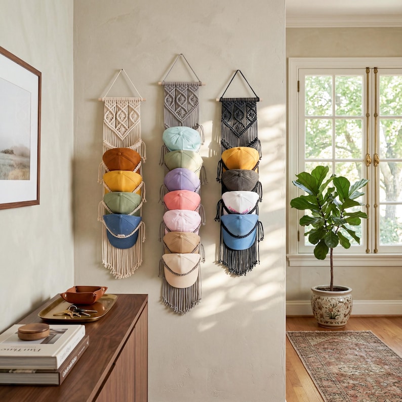 May include: A set of three ceramic canisters with lids. The canisters are white with a blue floral pattern. The largest canister is 8 inches tall, the medium is 7 inches, and the smallest is 6 inches.