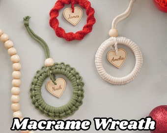 Christmas Wreath Kits, Macrame Ornament, Ornament Kit, Macrame Beginner Kit, Winter Project, Christmas Wreath Kits, Macrame Craft Kit K66