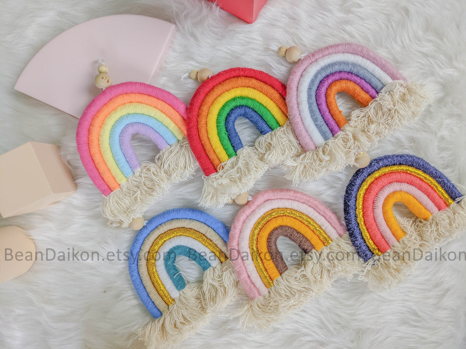 Macrame Rainbow Car Charm Rainbow Macrame Rainbow Car Etsy