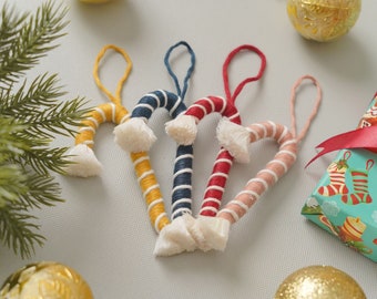 Macrame Candy Cane Set, Christmas Ornament, Macrame Ornament, Ornament Set, Christmas Candy Cane, Beste Vriend Cadeau, Uniek Ornament X38