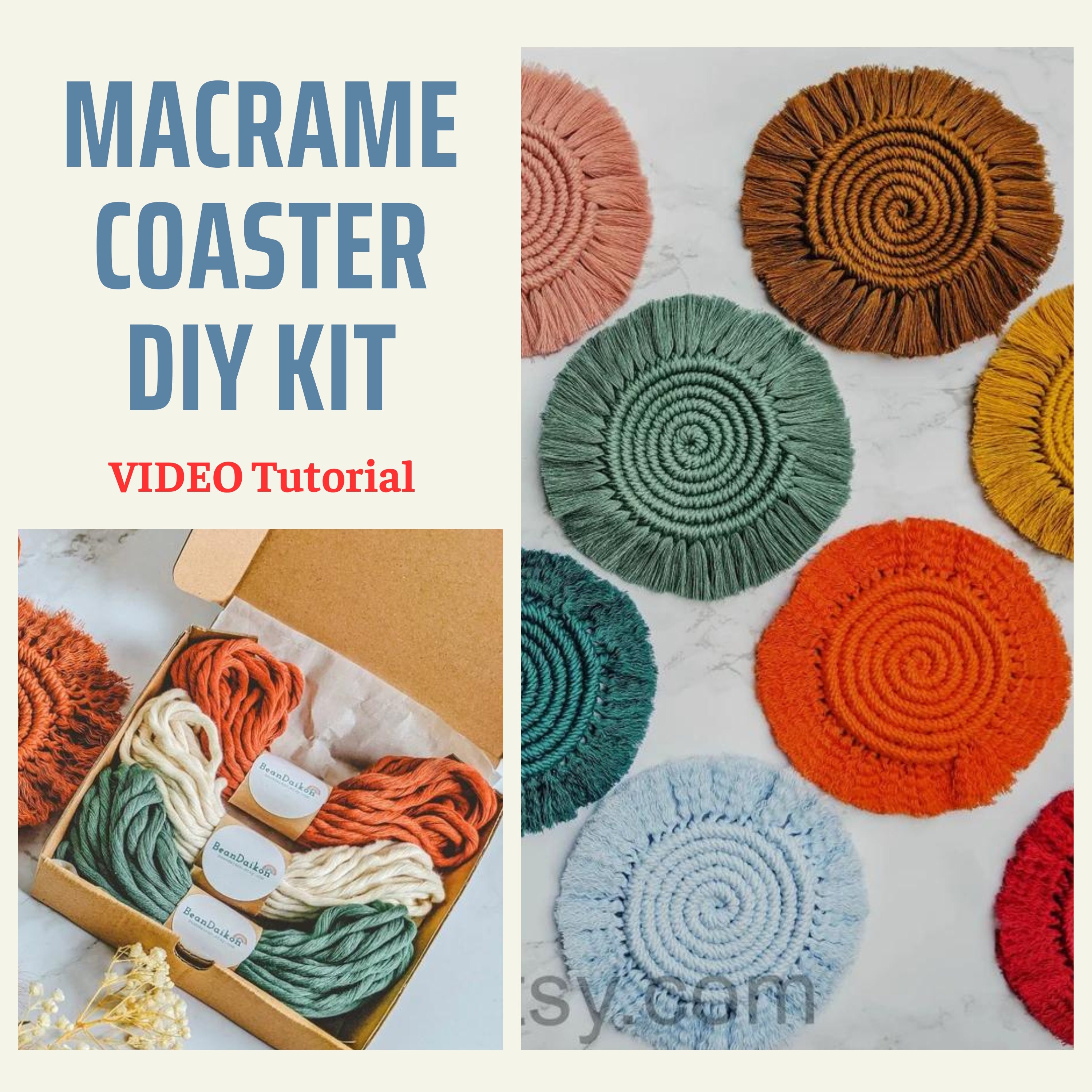 Craft Kits for Adult Women | 6 Colors Macrame Handbag Kit | Supplies:  Pattern Instructions Cord Handles & Craft Bag | Purse DIY Kits for Adults  Women