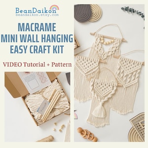 Mini Makramé DIY-kit, Hängande Makramé, Present till Mormor, Heminredning Makramé, Väggkonst för Barnrum, Enkelt Hantverkskit, Väggkonst för Tonårsflicka K44