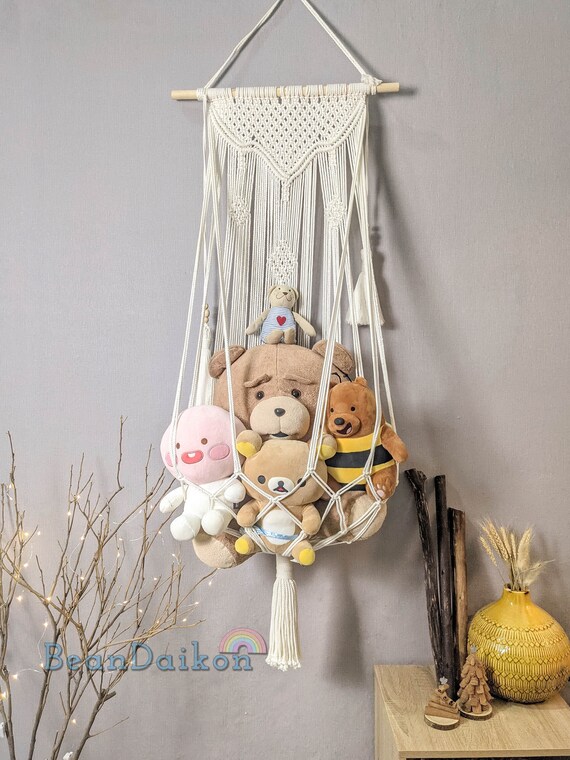 Stuffed Animal Net or Hammock，Toy Net Hammock for Stuffed Animals is Suitable Kids or Childrens Bedroom Room Wall Storage Organizer or Décor Small 