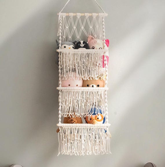 Organizzatore Rete Per Peluche Da Porta - 4 Tasche Large, Per Camera Bambini, Risparmio Spazio - Foto 3