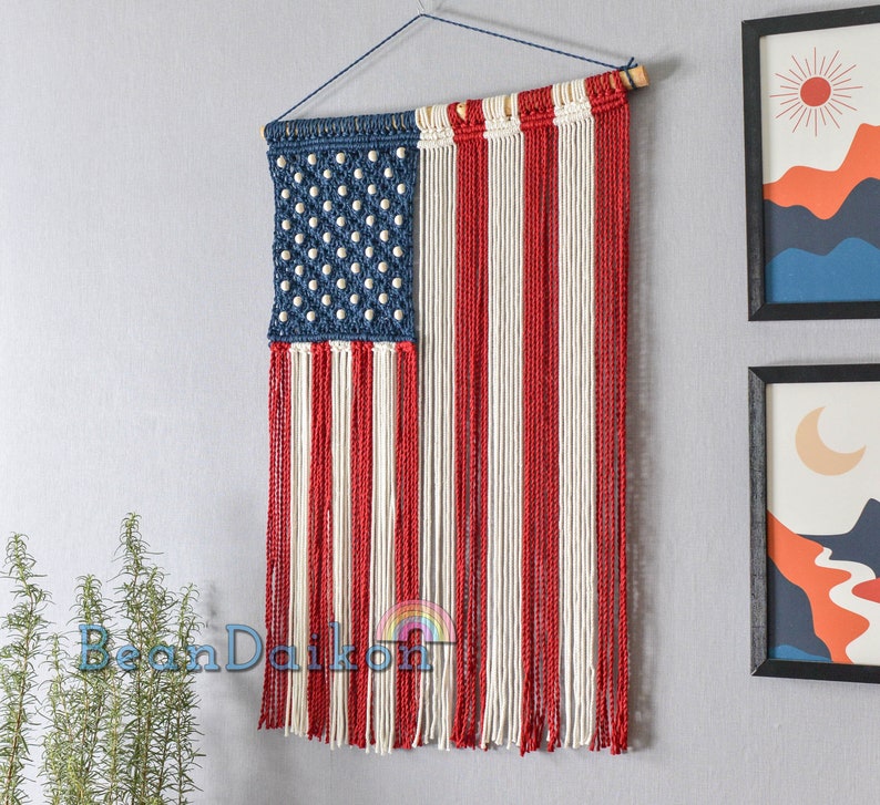 Large Boho American Flag, USA Symbolize, Military Home Decor, Police Officer Decor, Retirement Gifts, Independence Day,Military Mom Gift W34 image 7