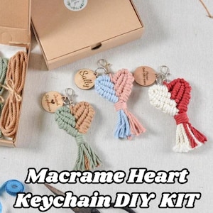 DIY Heart Macrame Keychain KIT, Personalized Keychain Kit, Couple Gift, Macrame Craft Kit For Adults, Christmas Gift, DIY Craft Kit Gift K15