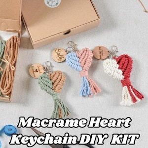 DIY Heart Macrame Keychain KIT, Personalized Keychain Kit, Couple Gift, Macrame Craft Kit For Adults, Christmas Gift, DIY Craft Kit Gift K15