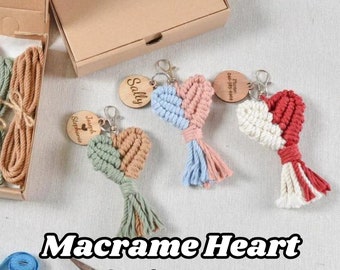 DIY Heart Macrame Keychain KIT, Personalized Keychain Kit, Couple Gift, Macrame Craft Kit For Adults, Christmas Gift, DIY Craft Kit Gift K15