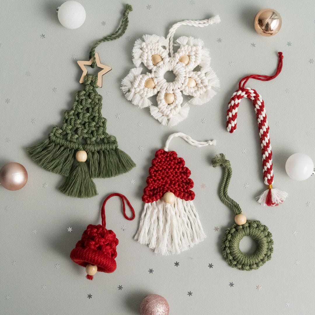 クリスマスオーナメントセット、クリスマスデコレーション、マクラメ