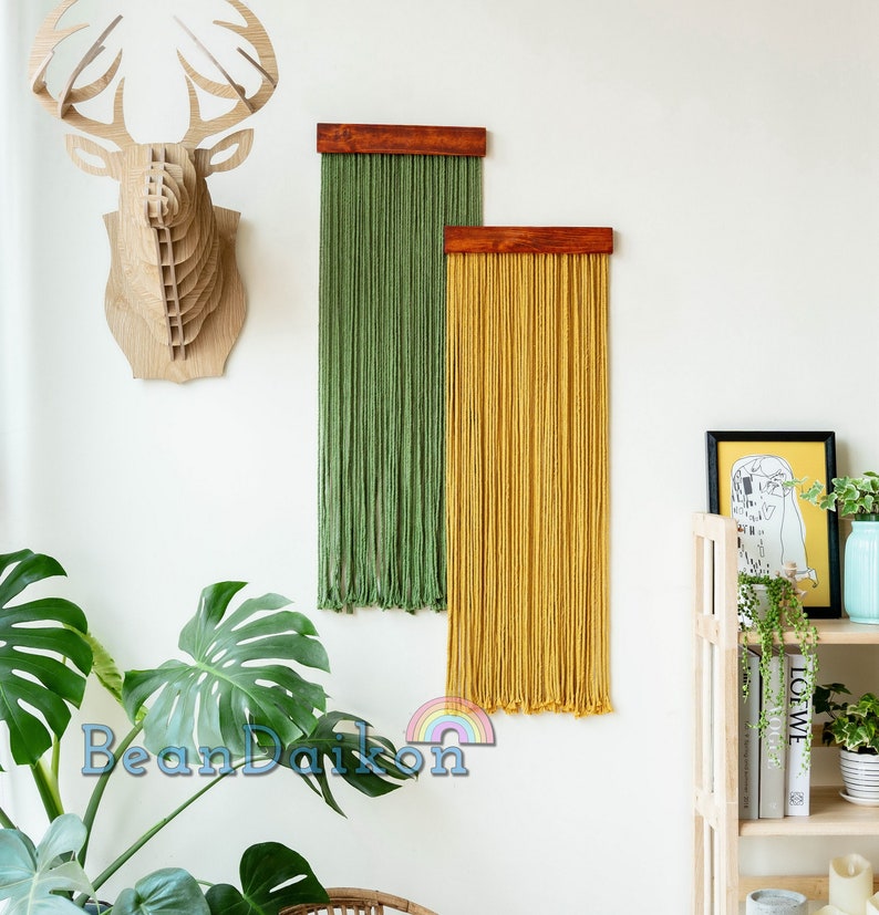 Boho Yarn Wall Decor Macrame Wall Hanging Fiber Art Living Etsy