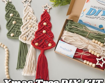 Christmas Craft Kit, Christmas Tree Kit, DIY Christmas Decor, Christmas Tree, Christmas Present, Macrame Kit Beginner, Diy Wall Hanging K54