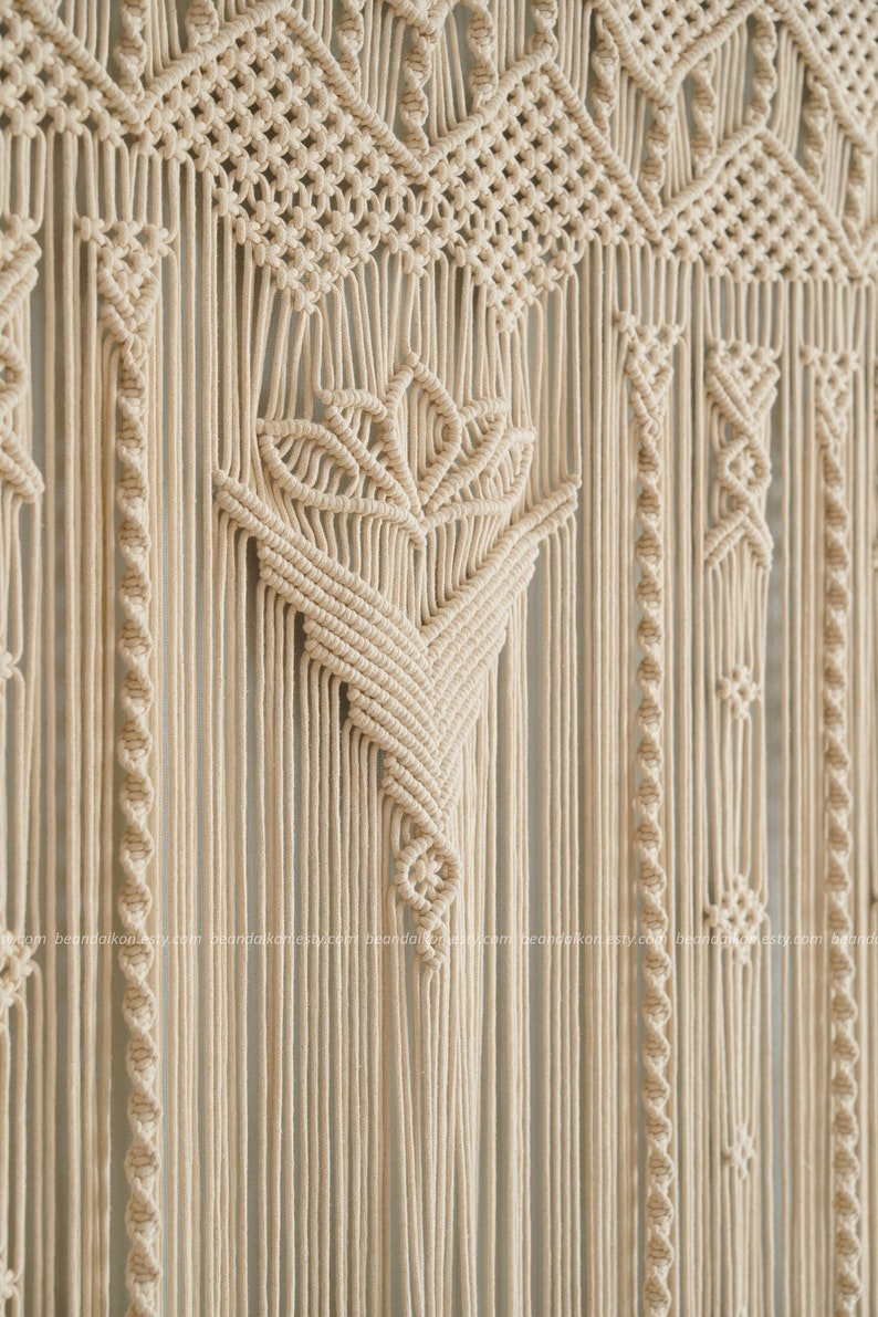 Macrame Curtain, Room Decor Aesthetic, Macrame Door Curtain, Bedroom Wall Decor, Room Divider Curtain, Fiber Wall Hanging, Home Decor C17 image 5