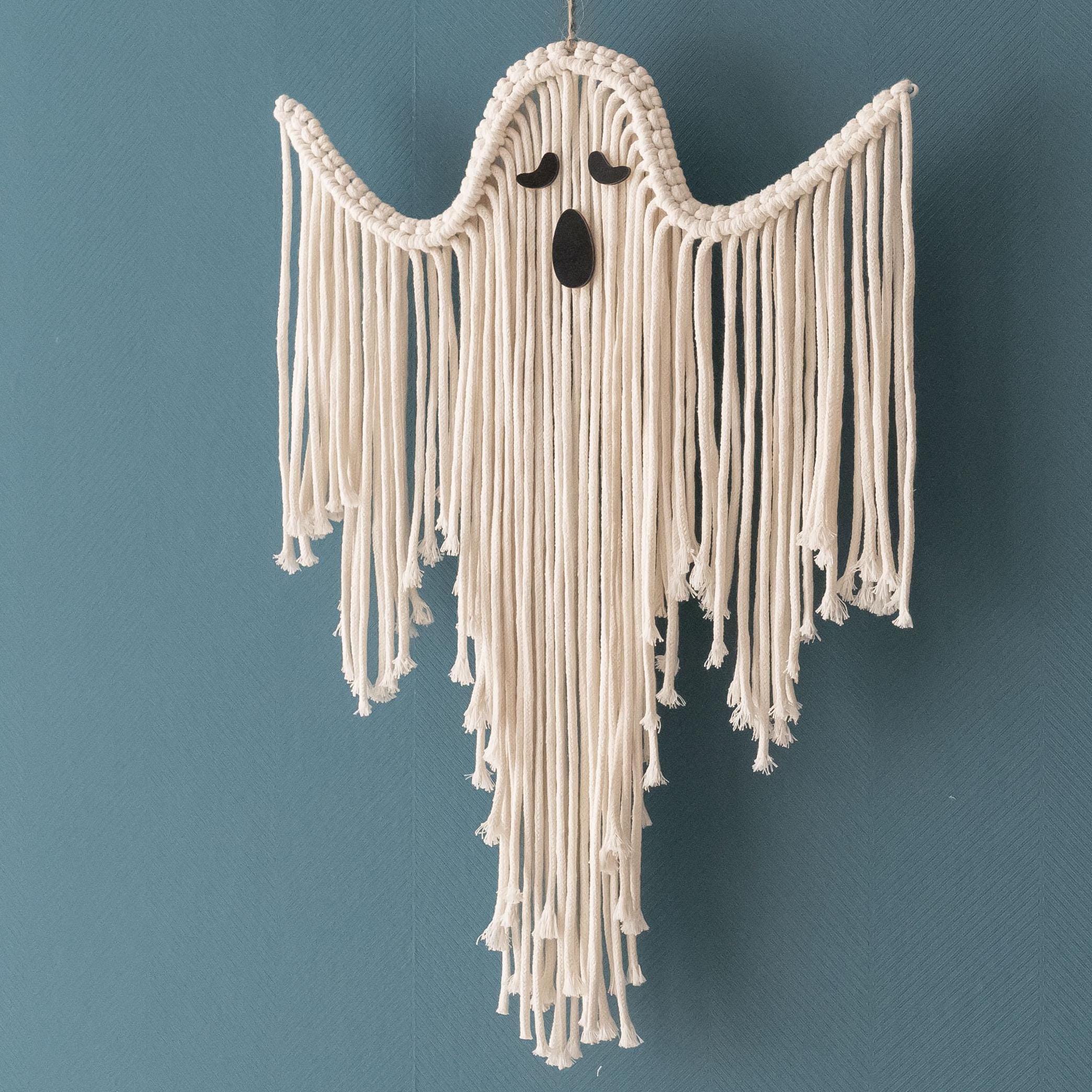 Macrame Ghost, Witchy Decor, Retro Halloween, Spooky Wall Art, Gifts For Goths, Hanging Decoration, Ghost Wall Decor, Cute Halloween V73