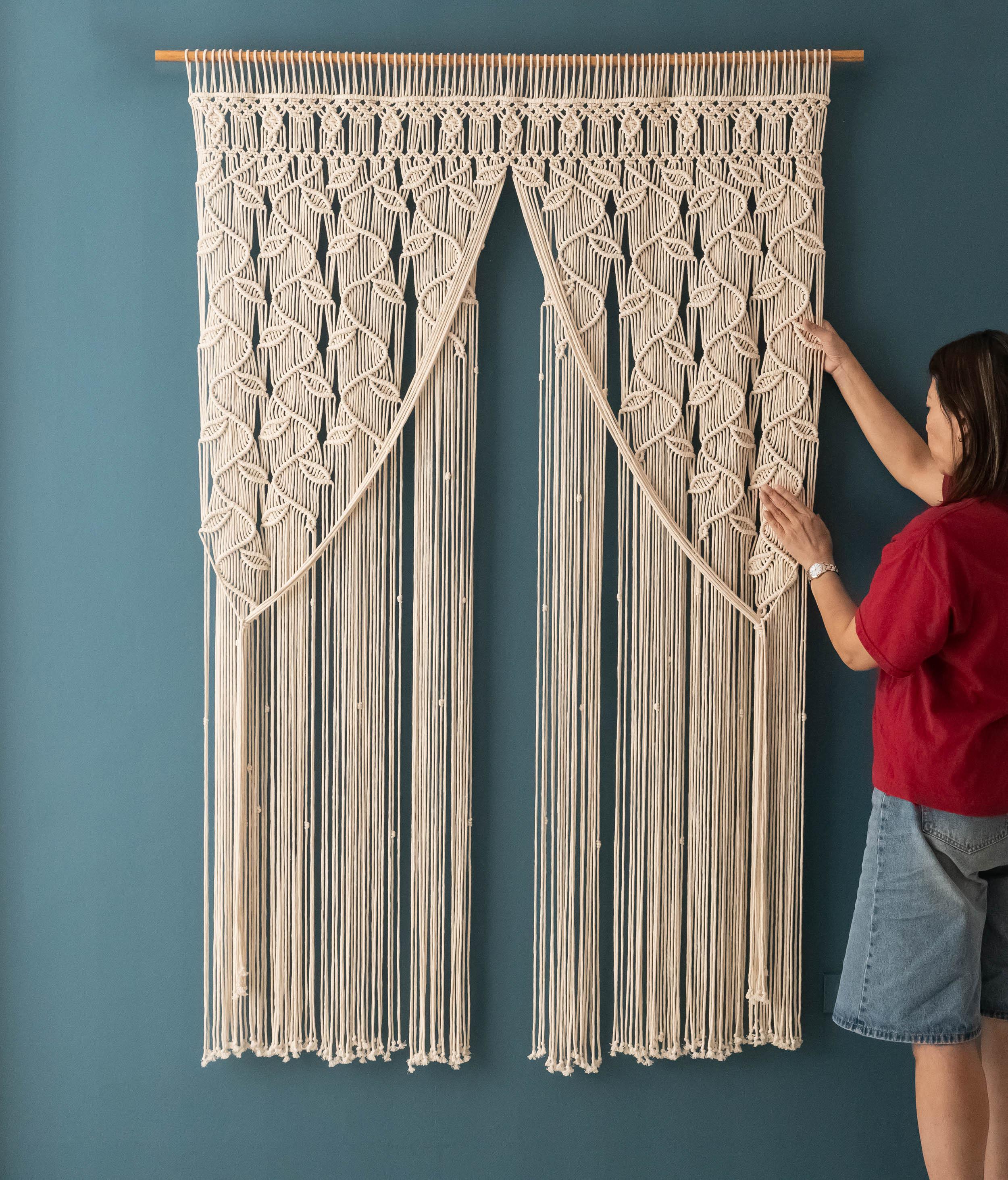 Window Macrame Patterns Macrame Curtain for Window Farmhouse Home Decor Bohemian Tapestry C01 ...