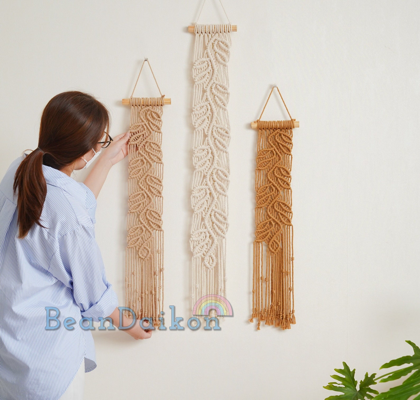 Modern Macrame Long Narrow Wall Art Vertical Wall Decor Etsy