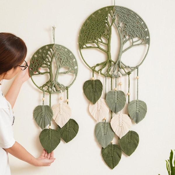 Neutral Macrame Tree Of Life Wall Hanging for Nature Rooms W19