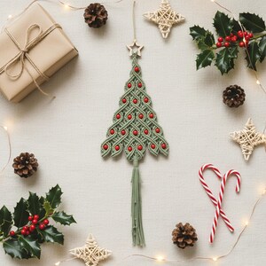 Macrame Xmas Tree, Minimal Seasonal Art, Boho Wall Hanging, Christmas Decoration, Tree Decor, Holiday Gift, Holiday Wall Hanging X52 image 11
